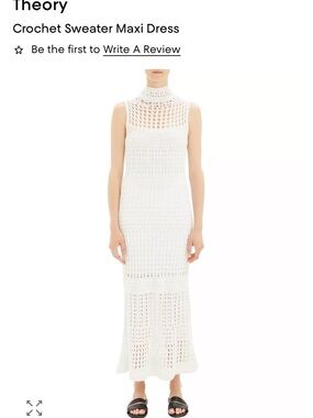 Theory Cream Crochet Sweater Maxi Dress
